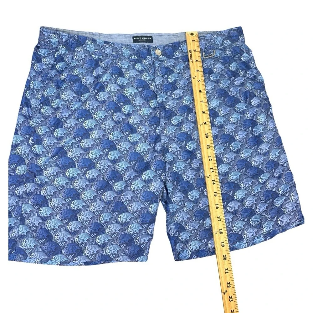 Peter Millar Men's Blue Swim Trunks All‎ Over Wave Print Size Large